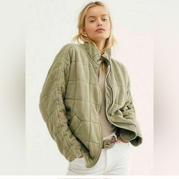 Free People Dolman Quilted Knit Jacket In Sea Spray Size XL - Picture 4 of 13